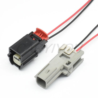 Assembly perspective of 0.6mm 2-pin automotive wire plug connector for secure installation
