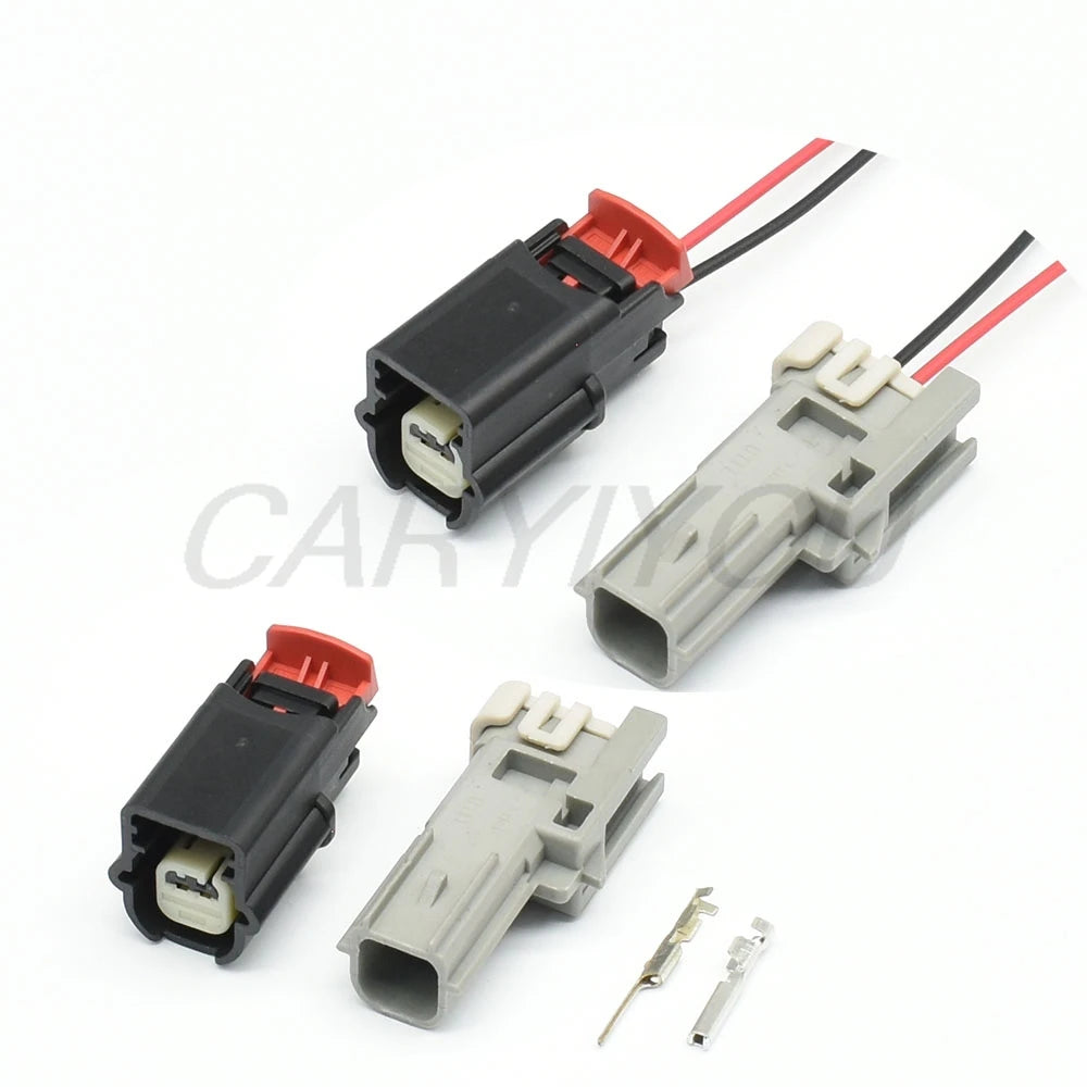 Detailed view of durable plastic housing for 0.6mm 2-pin automotive wire plug connector