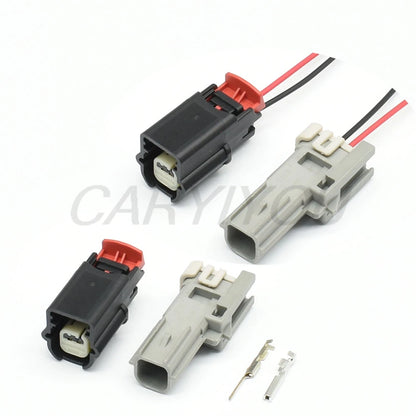 Detailed view of durable plastic housing for 0.6mm 2-pin automotive wire plug connector