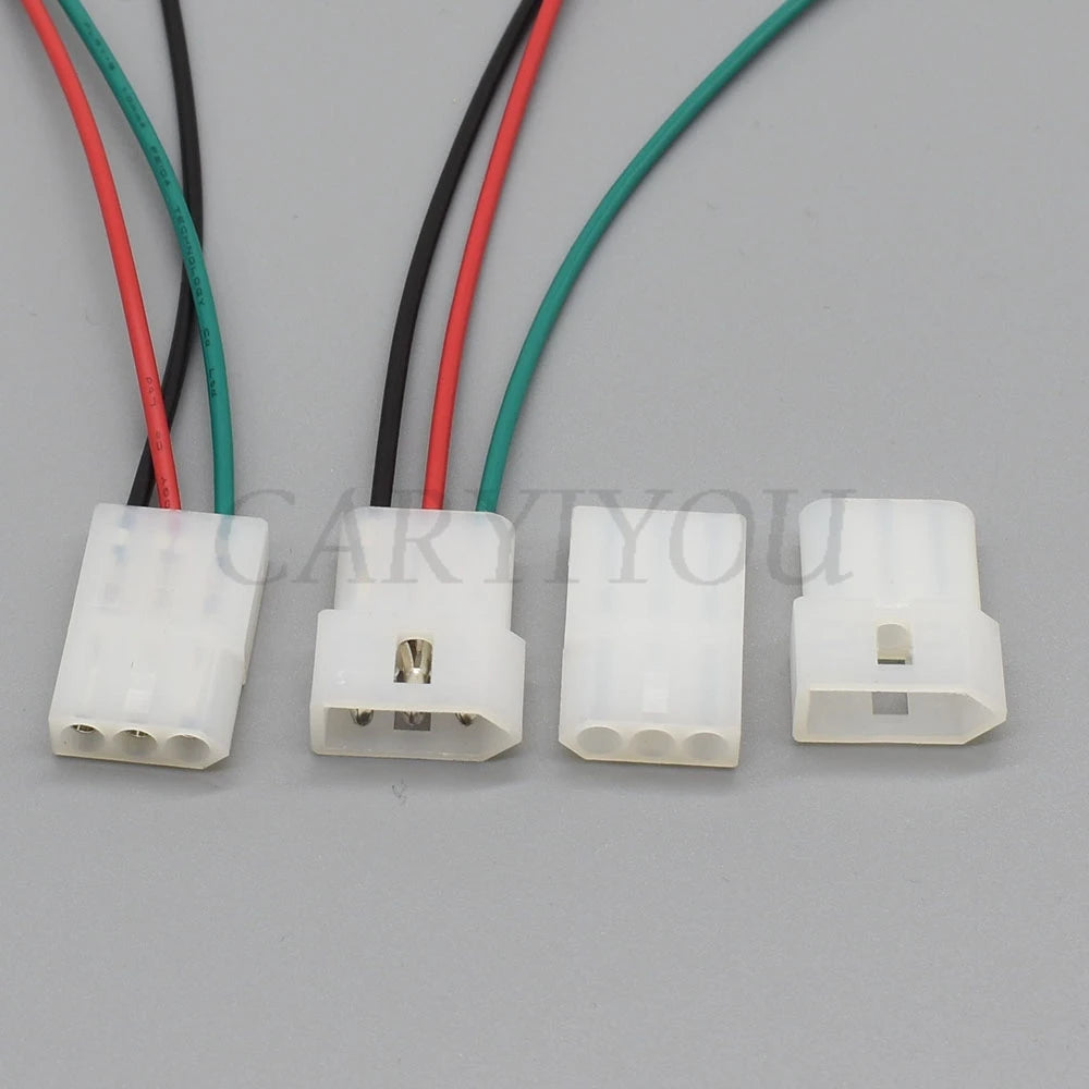 Close-up of 3 pin automotive plug socket pin layout for stable electrical connection