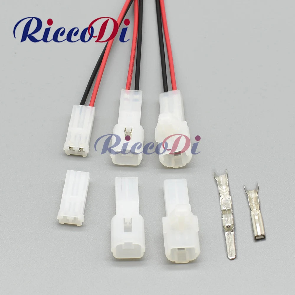 Front view of 2 pin automotive audio connector plug male female socket for starter tweeter