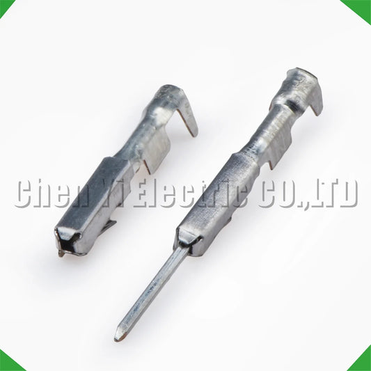 Wire crimp pins for automotive connector sheath