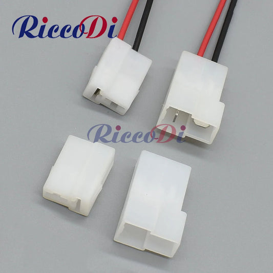 Front view of 2 pin automotive connector plug with terminal for wiring harness