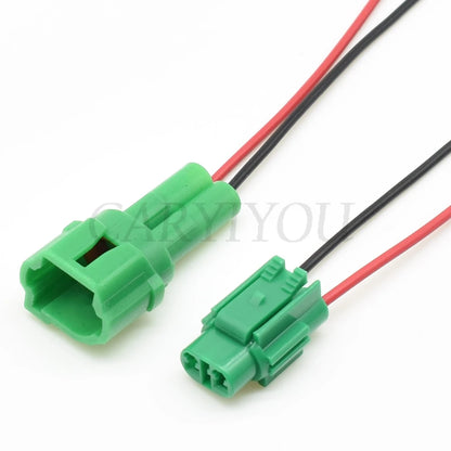 Side view of 2 pin male female connector for automotive tail light and fog lamp wiring