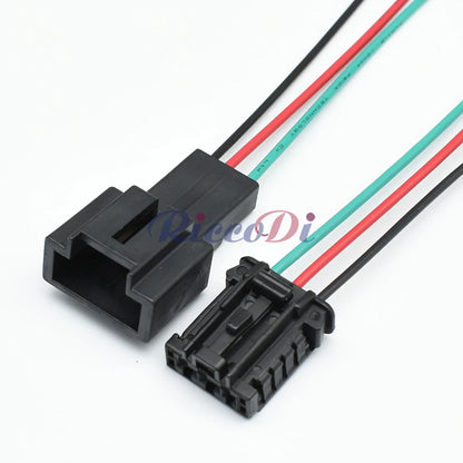 Automotive wiring harness connector with pre-attached wire showing flexible installation design