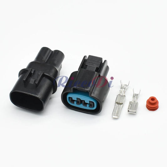 Side view of automotive 2 pin waterproof connector for secure cooling fan electrical connection