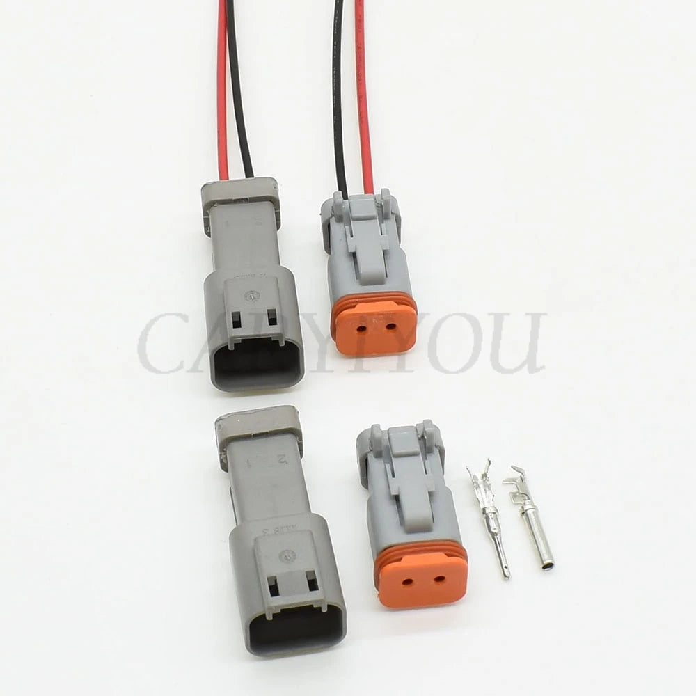 Side view of DT series 2 pin waterproof electrical connector for automotive wiring