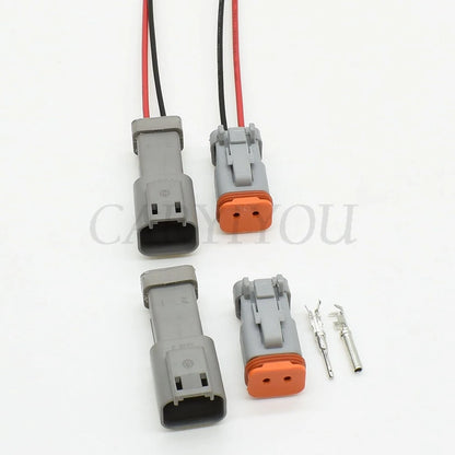 Side view of DT series 2 pin waterproof electrical connector for automotive wiring
