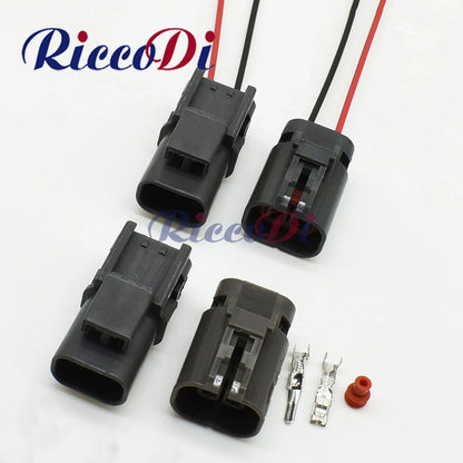 Front view of 2 pin automotive fan connector plug socket for car wiring harness