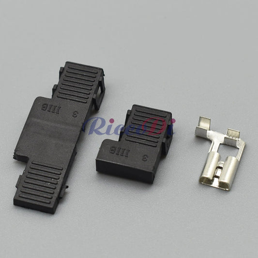 Close-up of 6.3mm automotive connector terminal socket showing durable wiring contact design