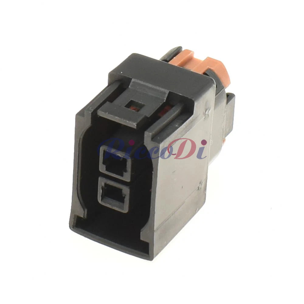 Side view of automotive 2 way female connector plug for secure wire harness connection