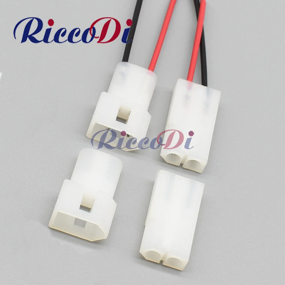 Front view of 2 pin automotive wiring harness connector plug male female for butt socket headlight