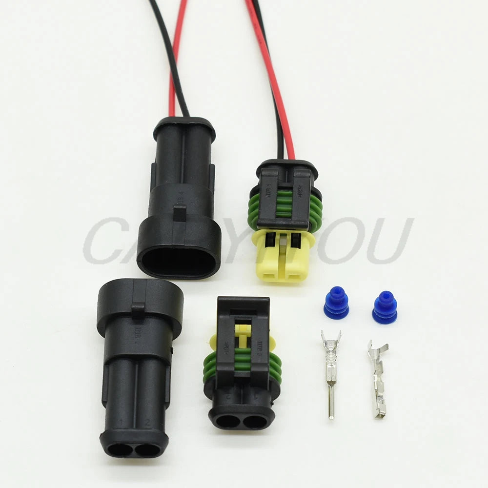 Application of 2 pin automotive connector plug in vehicle wiring harness systems