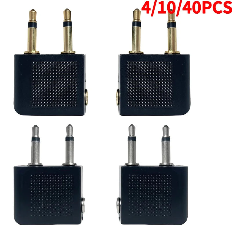Professional aviation audio adapter, dual 3.5mm mono male plugs to 3.5mm stereo female jack converter for headphones and audio