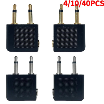 Professional aviation audio adapter, dual 3.5mm mono male plugs to 3.5mm stereo female jack converter for headphones and audio