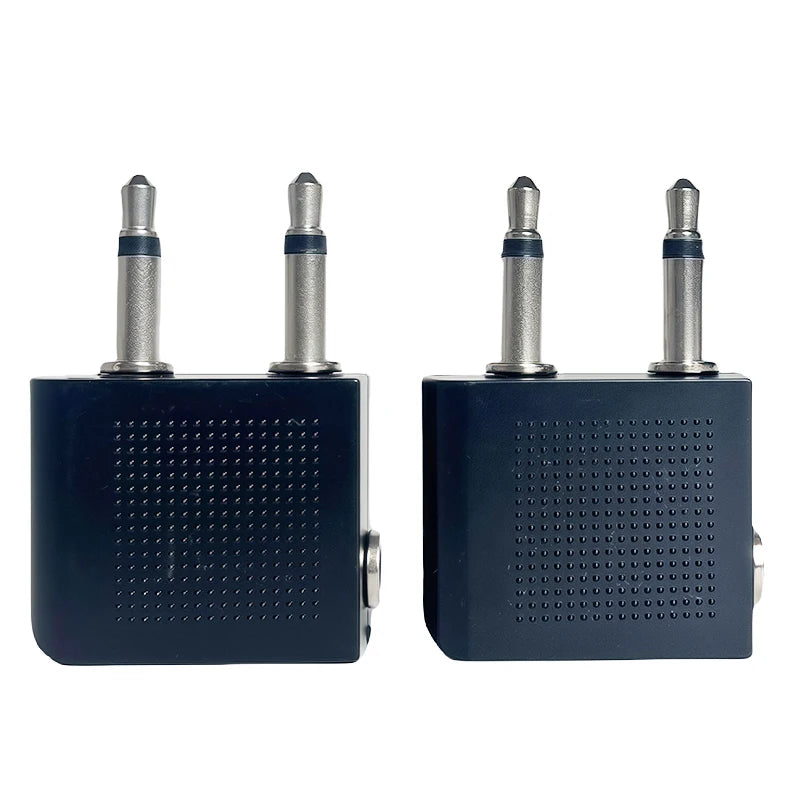 Set of professional aviation audio adapters, dual 3.5mm mono male plugs to 3.5mm stereo female jack for audio applications