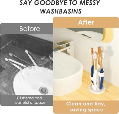 6/1PCS rotating toothbrush holder, multi-functional desktop rack for toothbrush and makeup brush storage, bathroom accessory