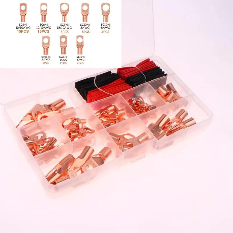 50 copper battery cable lugs with shrink tubing included in terminal connector kit