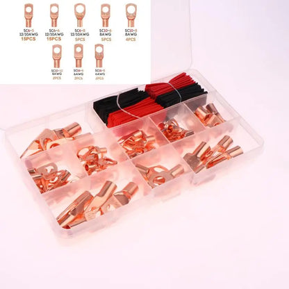50 copper battery cable lugs with shrink tubing included in terminal connector kit