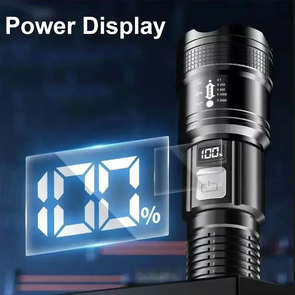 Rechargeable LED flashlight with battery display
