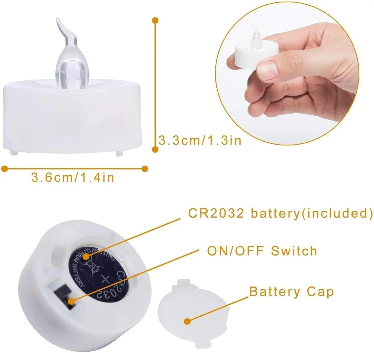 Battery operated LED tea light for decoration