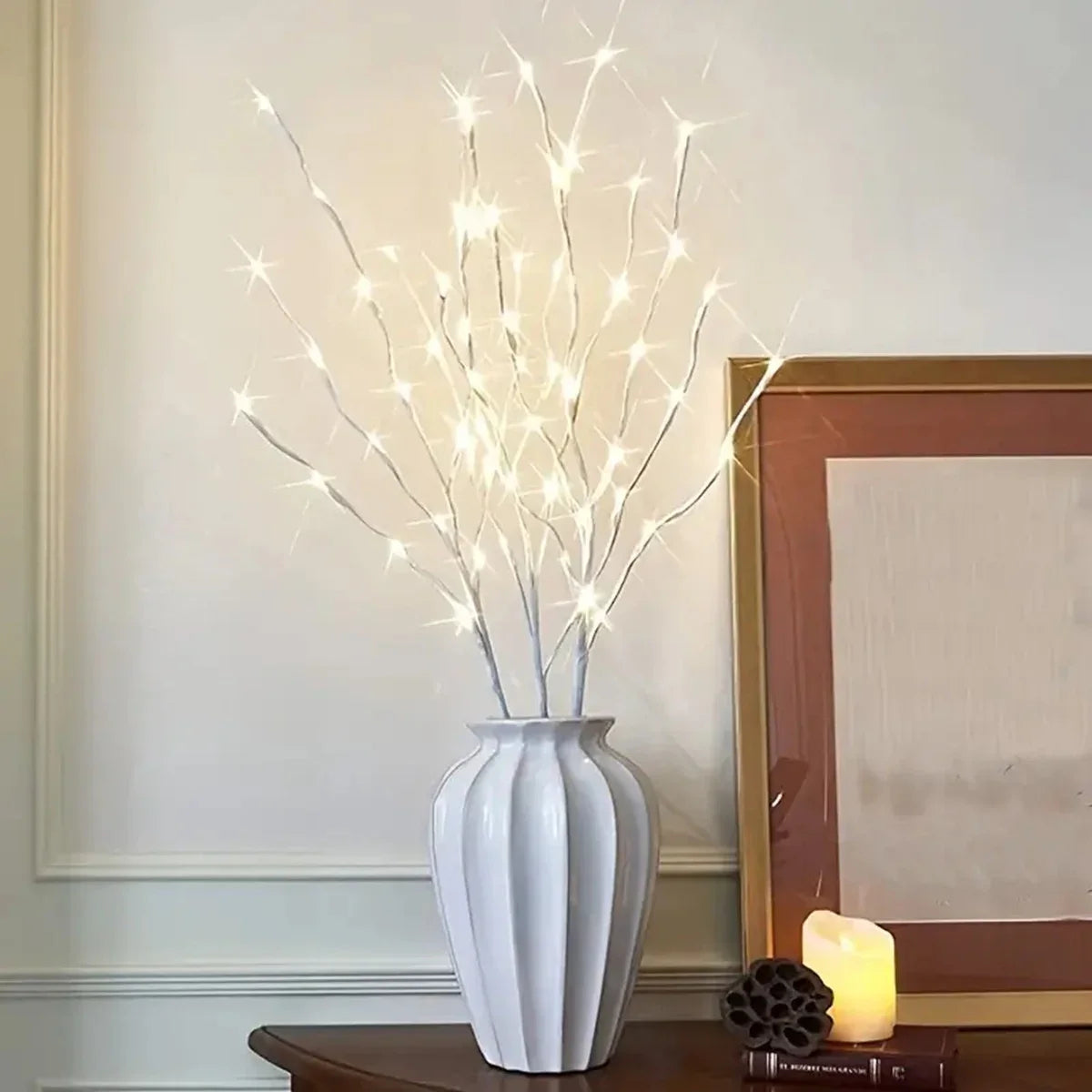 Battery operated white birch twig light for Christmas party and outdoor decoration