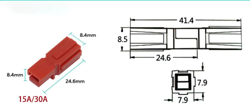 30A single pole power connection plug structure for safe and reliable battery connection
