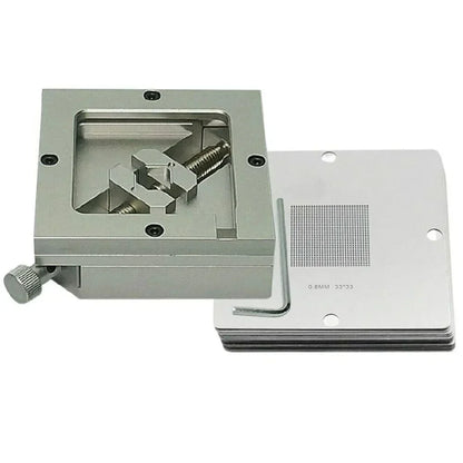 BGA reballing kit 90mm reball station fixture jig with universal PCB stencil templates and clamp CNC tool