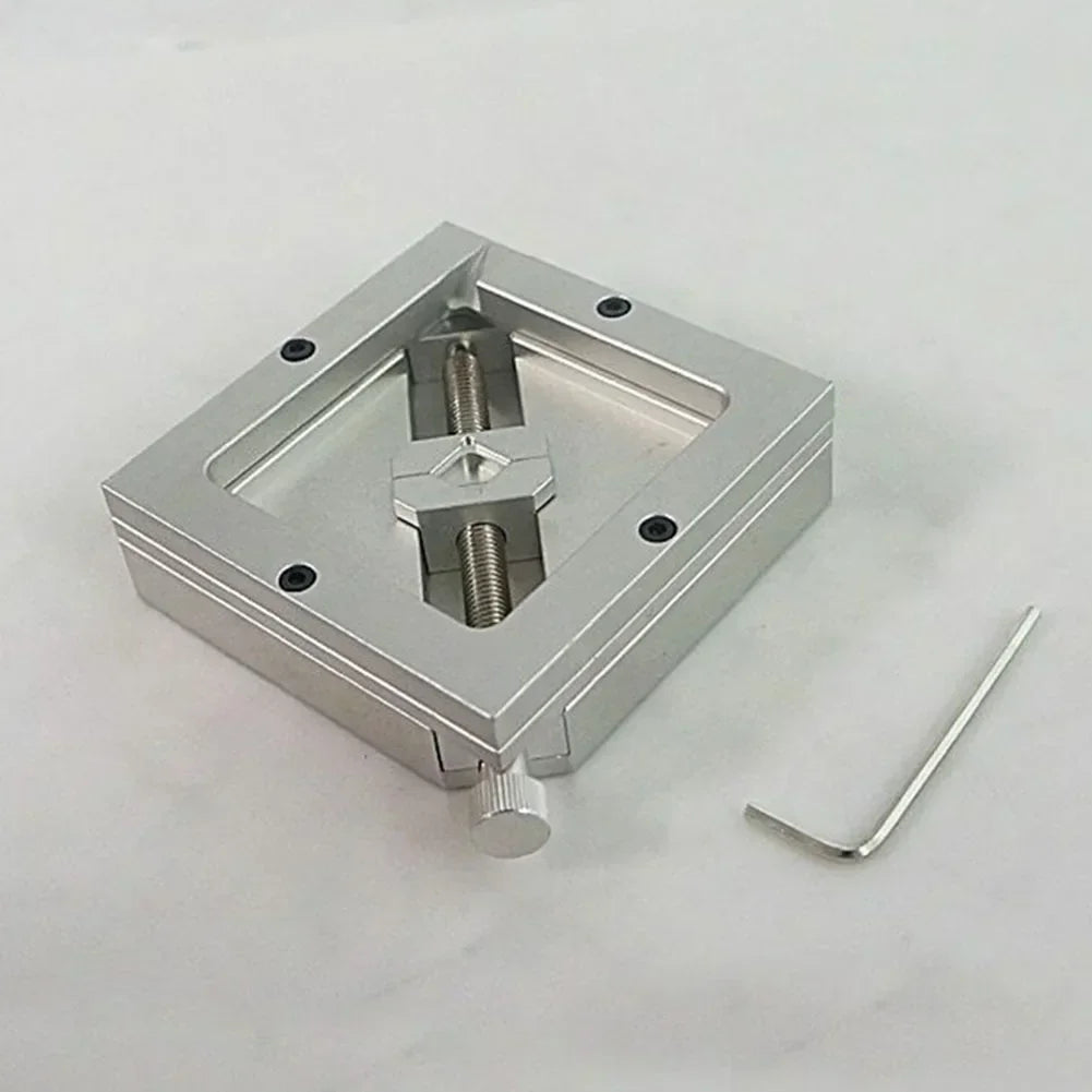 BGA reballing kit structure with 90mm reball station jig, PCB stencil templates, and CNC clamp tool