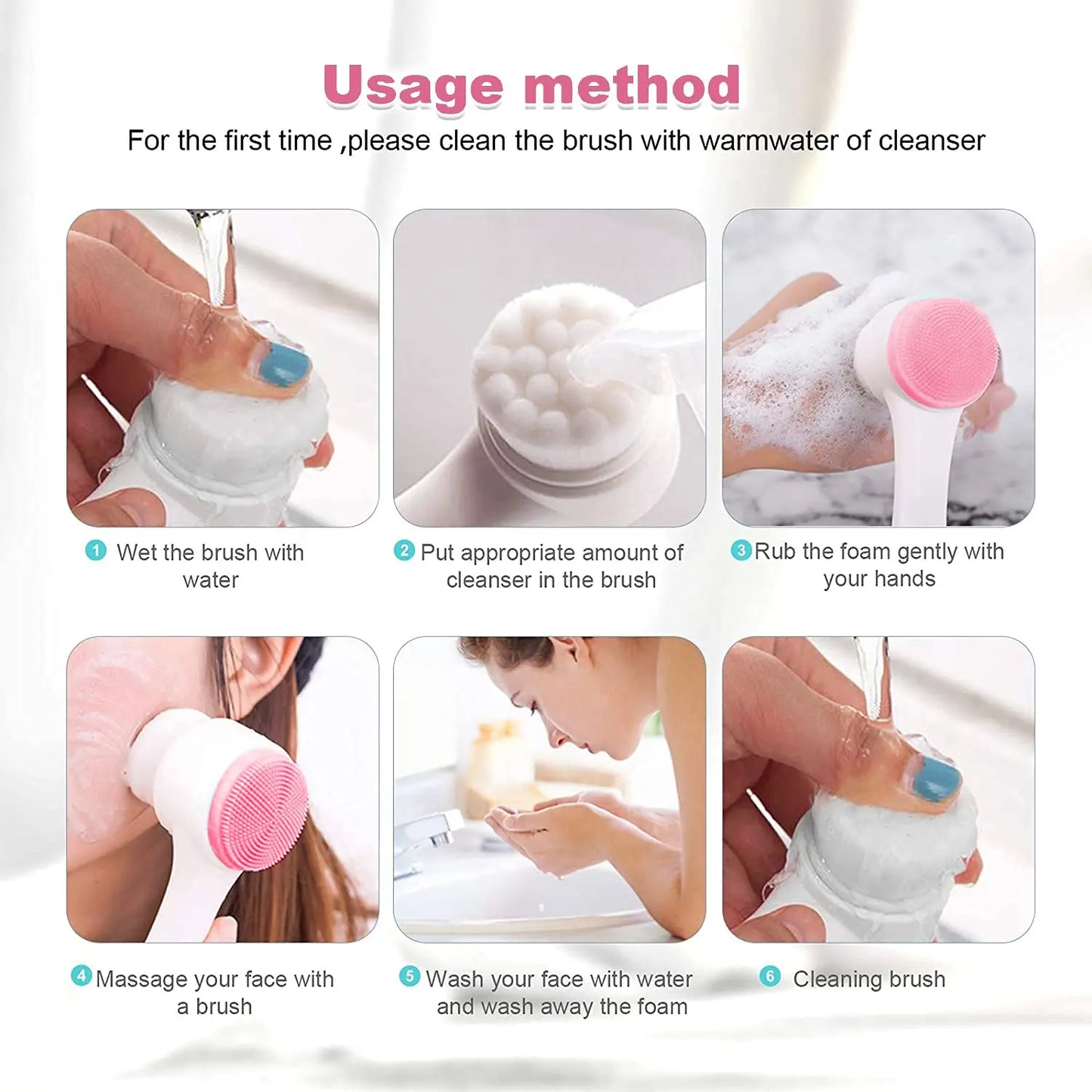 Bilateral silicone facial cleansing brush