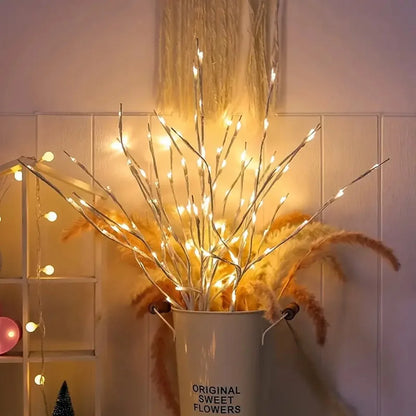 Detailed structure of white birch branch LED festive light