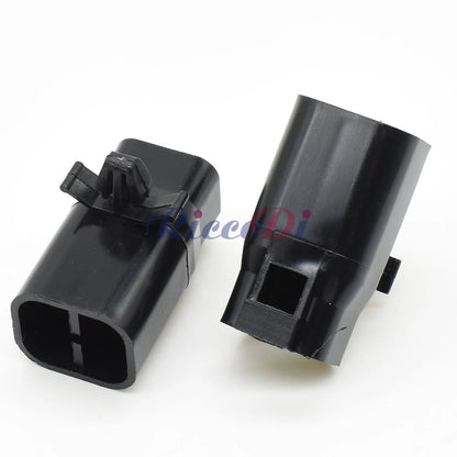 Black 2 pin male automotive connector demonstrating reliable electrical connection for automotive wire harnesses