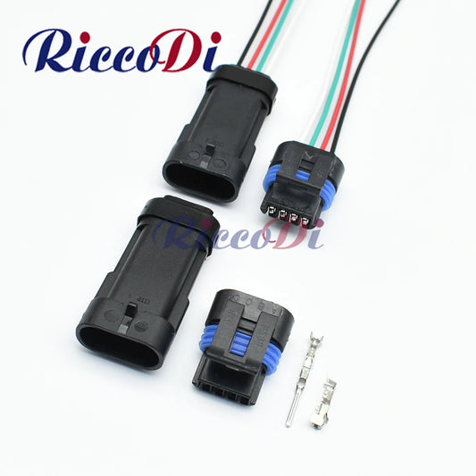 4 Pin Black Sealed Auto Wire Harness Connector Female Male Electrical Plug 12162190