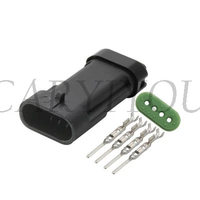 Detail of 4 Pin Black Sealed Auto Wire Harness Connector showing waterproof housing
