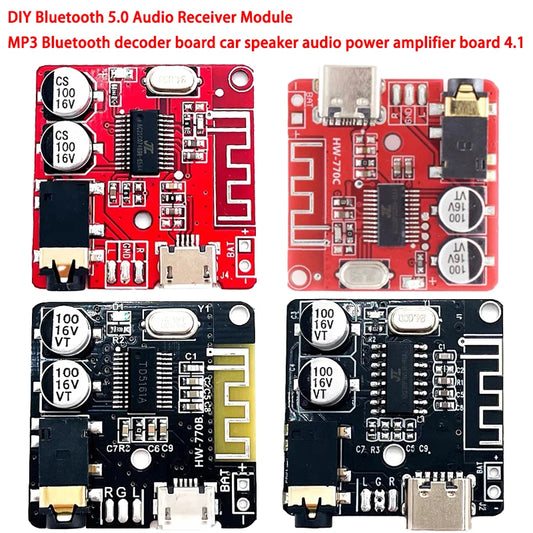 Bluetooth 5.0 audio receiver MP3 decoder board with car speaker audio power amplifier, version 4.1, suitable for DIY audio and car projects