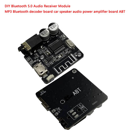 DIY Bluetooth 5.0 audio receiver module with MP3 decoder and car speaker amplifier board ABT for audio projects and DIY electronics