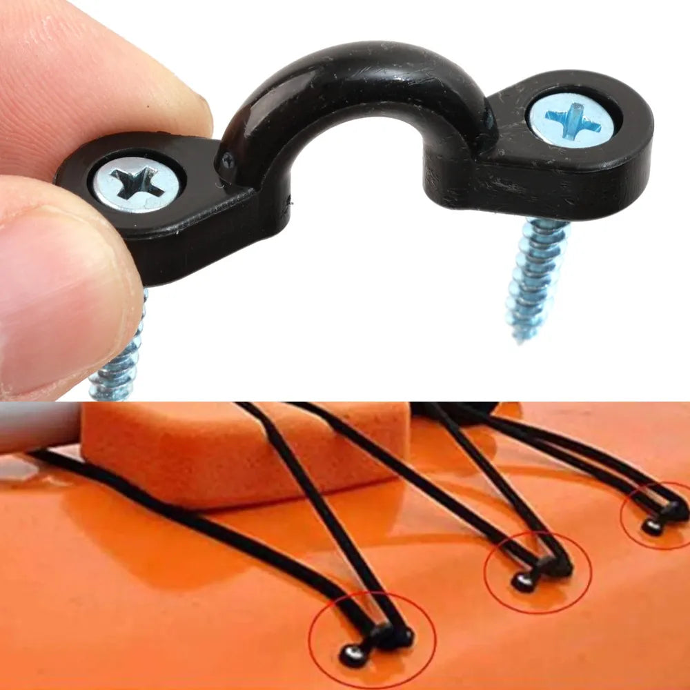 Deck rigging kit installed on kayak or boat for tie down use