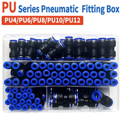 Boxed PU pneumatic fitting straight push plastic connector for air hose tube PU4 PU6 PU8 PU10 PU12 4-12mm