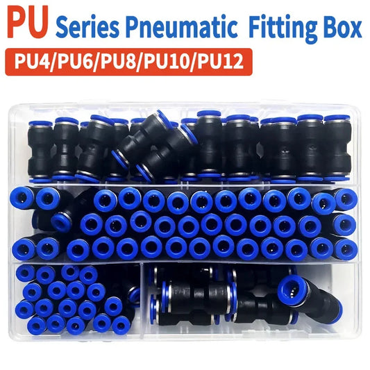 Boxed PU pneumatic fitting straight push plastic connector for air hose tube PU4 PU6 PU8 PU10 PU12 4-12mm