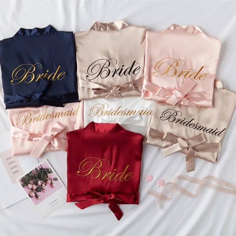 Bride To Be Team Bride satin-silk robe for wedding and bridal shower events