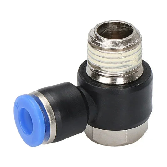 Pneumatic straight connector showing BSPT thread and external hex fitting for 1/8–1/2 inch air hoses, suitable for air compressors