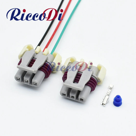 3-Pin female ignition coil connector 121209946 showing full view for Buick and Chevrolet automotive wiring harness