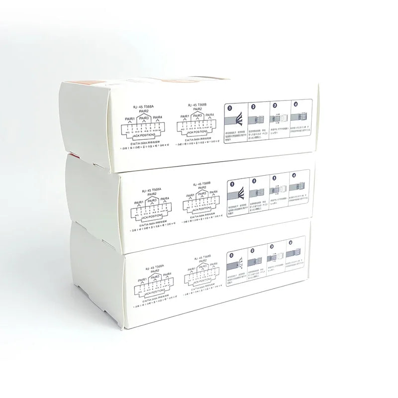 100Pcs bulk Cat5e Cat6 RJ45 connectors, gold plated network cable plugs for Gigabit Ethernet applications