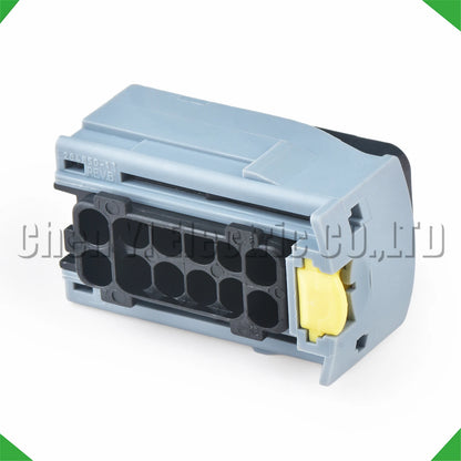12 pin bumper sensor connector installed on automotive wire harness