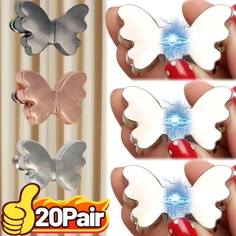 Butterfly-shaped magnetic curtain clips nail free