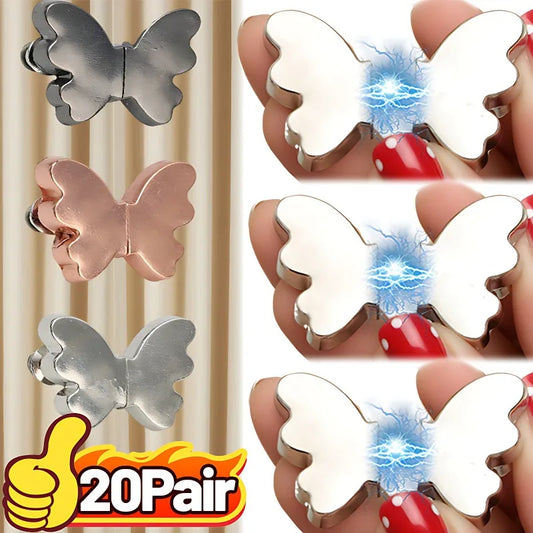 Butterfly-shaped magnetic curtain clips nail free