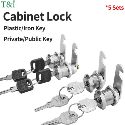 Cabinet cam lock set, two-sided keyed alike, cylinder cam locks 16MM-30MM for mailbox, file drawer, and compartment security