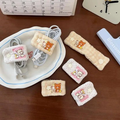 Cartoon cable storage organizer for portable charging and cable management