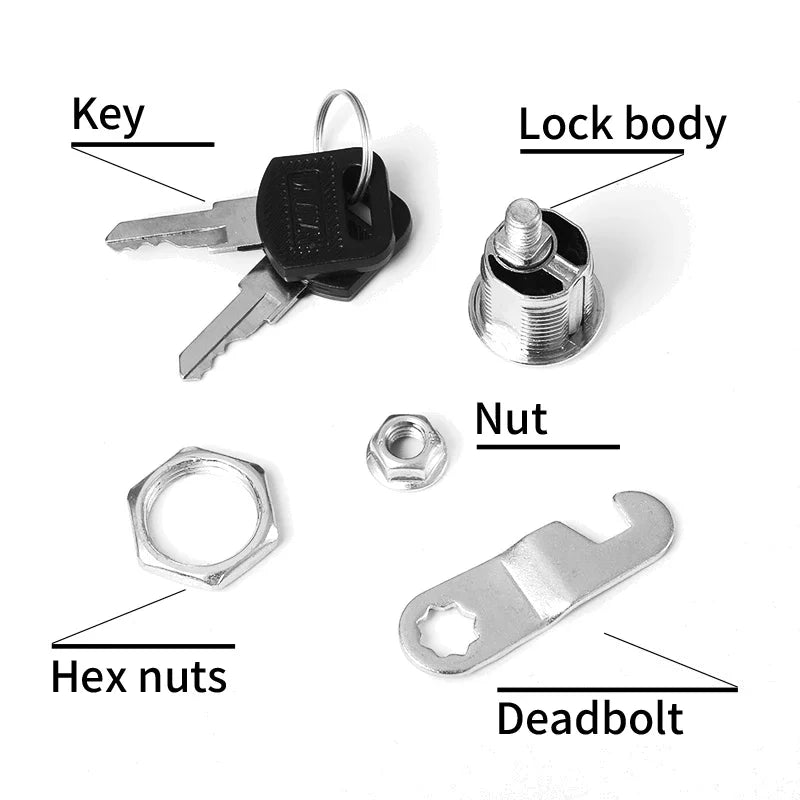 Series of cabinet cam locks, two-sided keyed alike, cylinder 16MM-30MM, suitable for mailbox, file drawer, and compartment security