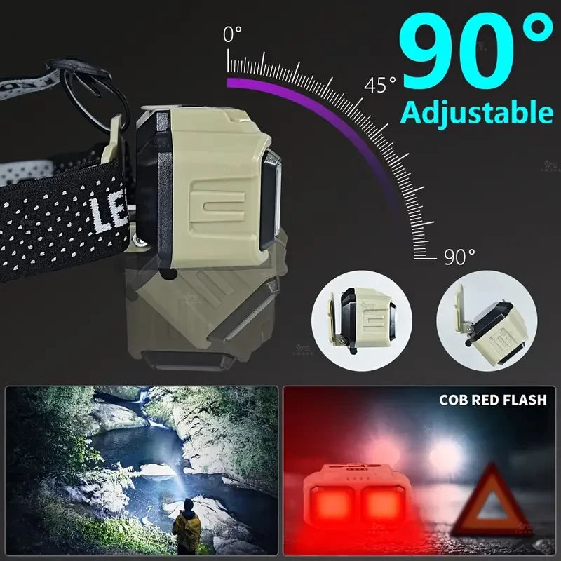 Hands-free LED head torch for camping and outdoor use